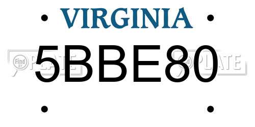 5BBE80 Virginia License Plate