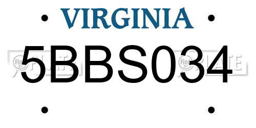 5BBS034 Virginia License Plate