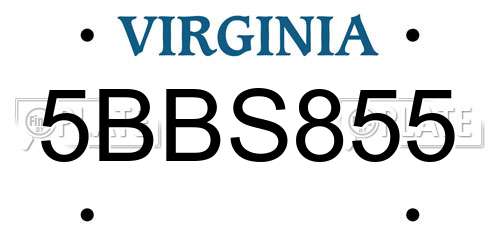 5BBS855 Virginia License Plate