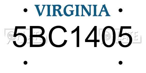 5BC1405 Virginia License Plate