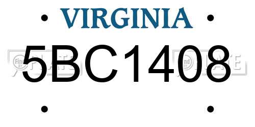 5BC1408 Virginia License Plate