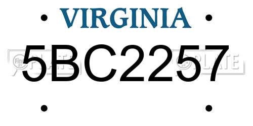5BC2257 Virginia License Plate