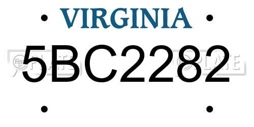5BC2282 Virginia License Plate