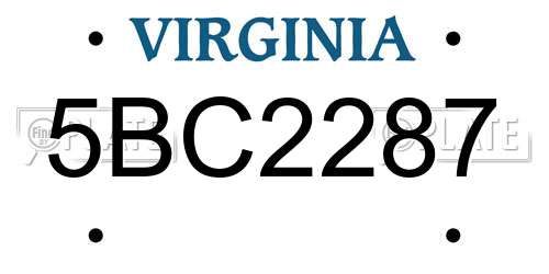 5BC2287 Virginia License Plate