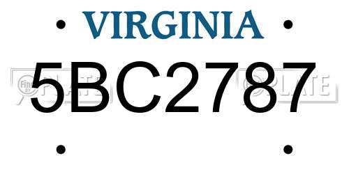 5BC2787 Virginia License Plate