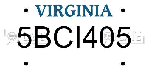 5BCI405 Virginia License Plate