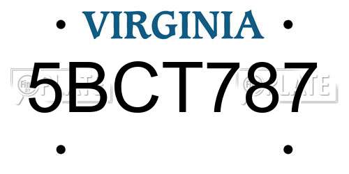 5BCT787 Virginia License Plate