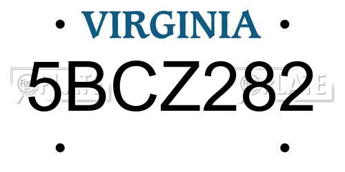 5BCZ282 Virginia License Plate