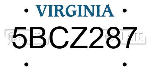 5BCZ287 Virginia License Plate