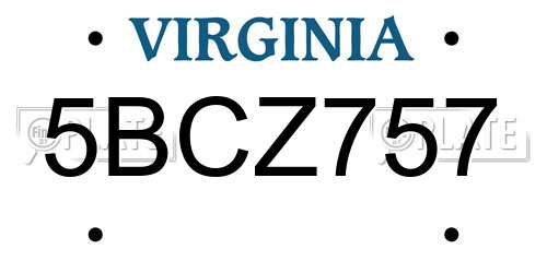 5BCZ757 Virginia License Plate