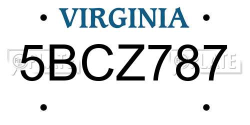 5BCZ787 Virginia License Plate