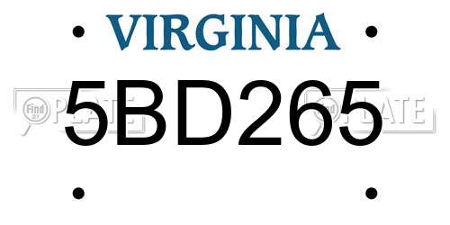5BD265 Virginia License Plate