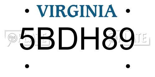 5BDH89 Virginia License Plate