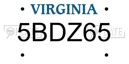 5BDZ65 Virginia License Plate