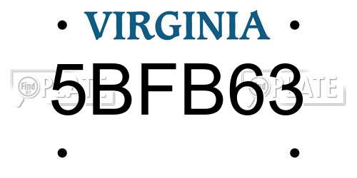5BFB63 Virginia License Plate