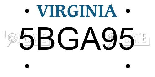5BGA95 Virginia License Plate