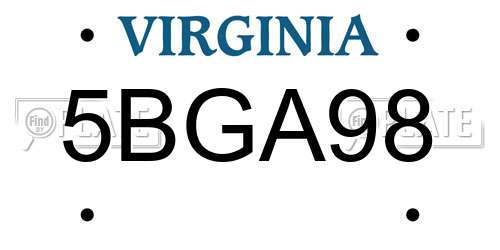 5BGA98 Virginia License Plate