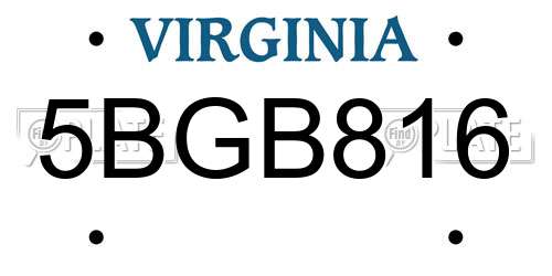 5BGB816 Virginia License Plate