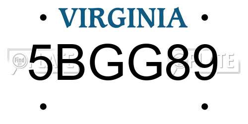 5BGG89 Virginia License Plate