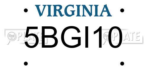 5BGI10 Virginia License Plate