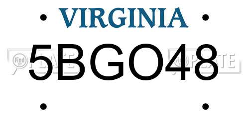 5BGO48 Virginia License Plate