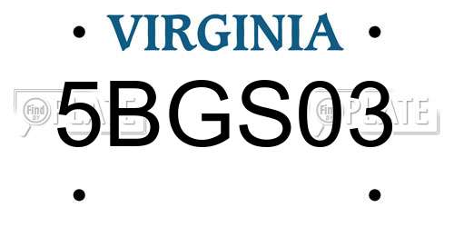 5BGS03 Virginia License Plate