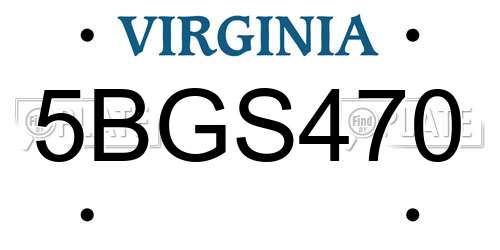 5BGS470 Virginia License Plate