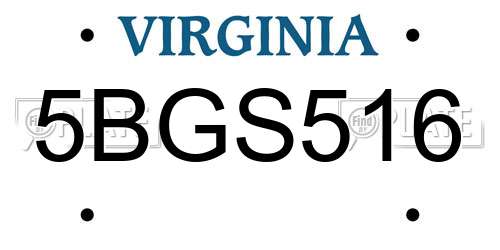 5BGS516 Virginia License Plate