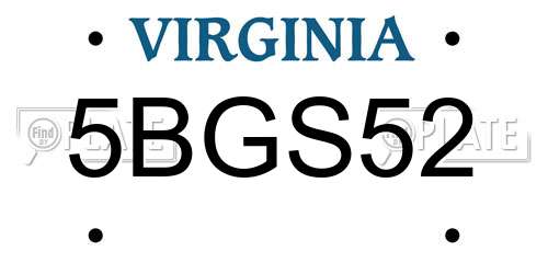 5BGS52 Virginia License Plate