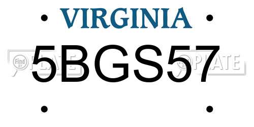 5BGS57 Virginia License Plate