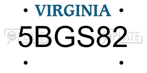 5BGS82 Virginia License Plate