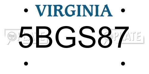 5BGS87 Virginia License Plate