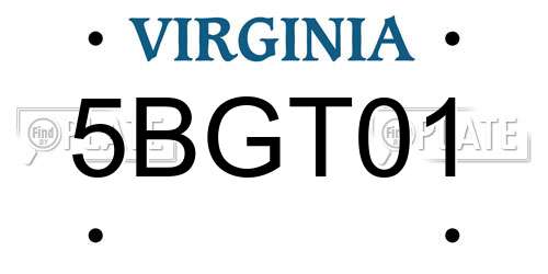 5BGT01 Virginia License Plate