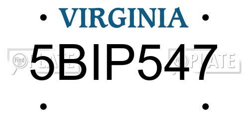 5BIP547 Virginia License Plate