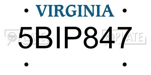 5BIP847 Virginia License Plate