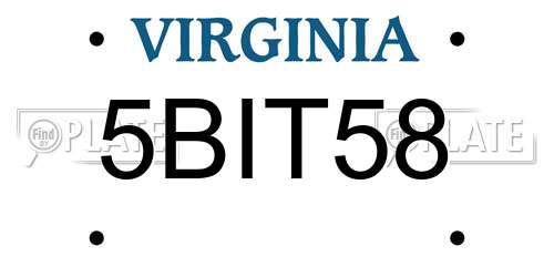 5BIT58 Virginia License Plate