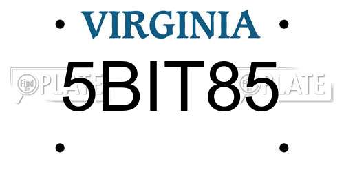 5BIT85 Virginia License Plate