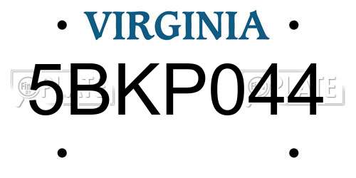 5BKP044 Virginia License Plate