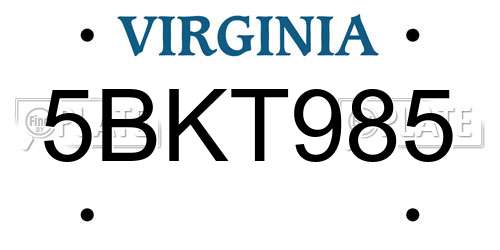 5BKT985 Virginia License Plate