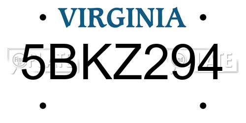 5BKZ294 Virginia License Plate
