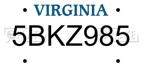 5BKZ985 Virginia License Plate