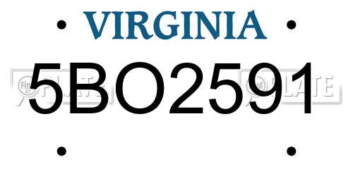 5BO2591 Virginia License Plate