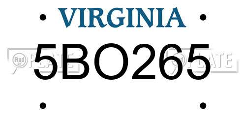 5BO265 Virginia License Plate