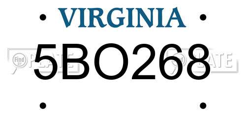 5BO268 Virginia License Plate