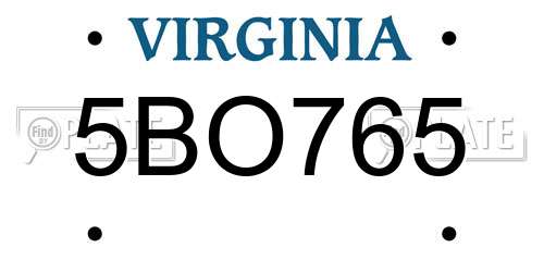 5BO765 Virginia License Plate