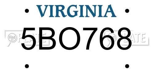 5BO768 Virginia License Plate