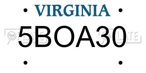 5BOA30 Virginia License Plate