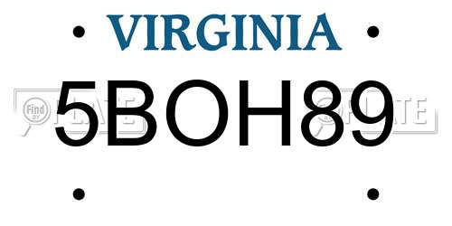 5BOH89 Virginia License Plate
