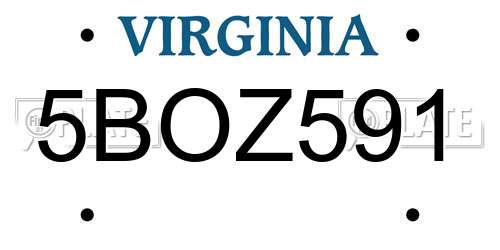 5BOZ591 Virginia License Plate