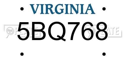 5BQ768 Virginia License Plate